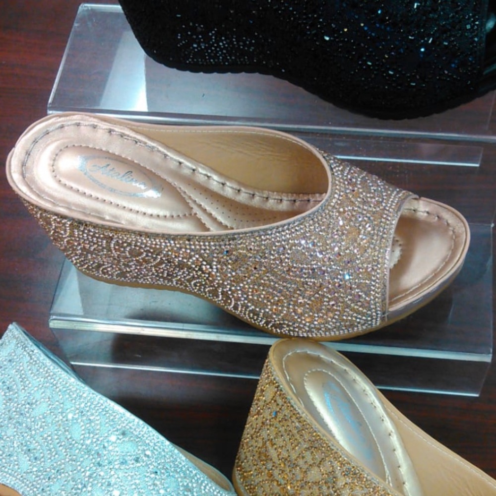 Italina Champagne Rhinestone Platform Wedge Sandal - Picture 8 of 9